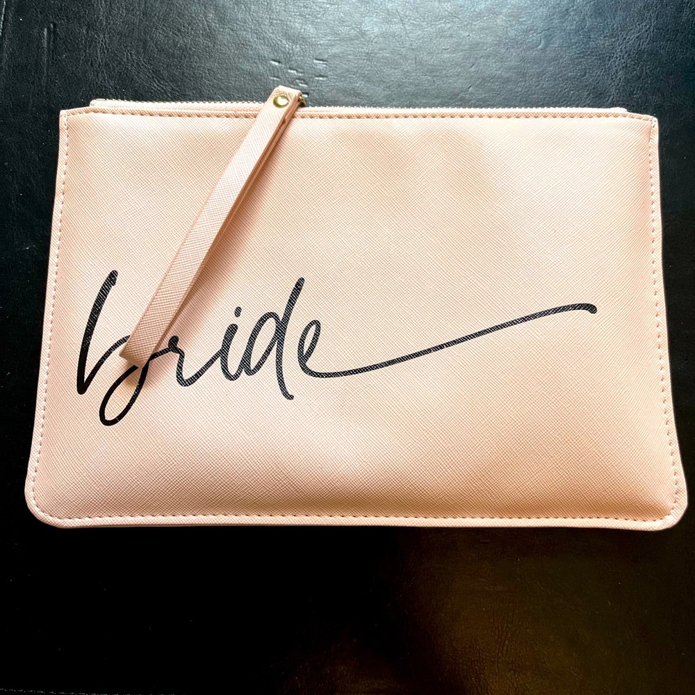 Pink BRIDE large wristlet